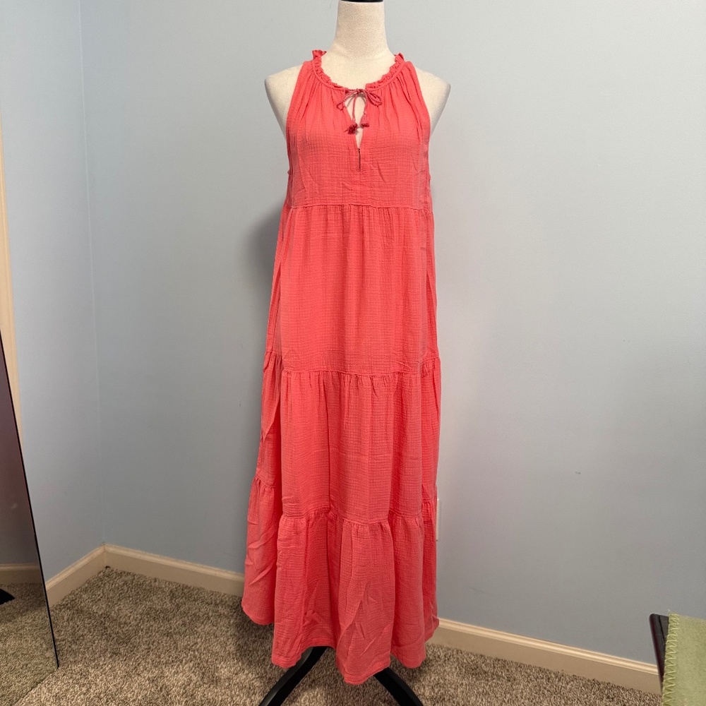 J.‎ Crew Women’s coral salmon sleeveless Tiered midi dress Size S